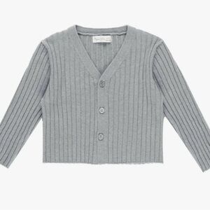 Rylee + cru knit button  top in dusty  blue